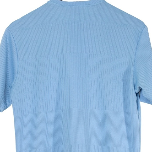 Anchor Blue Ribbed Shirt Baby Blue Medium 90s Fitted Eurotrash Classic - Picture 5 of 11